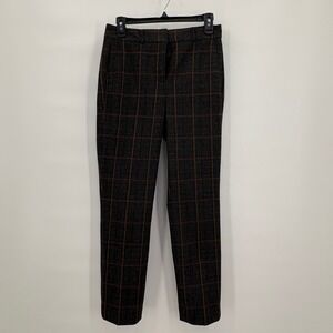 White House Black Market Elle Slim Herringbone Windowpane Pants Gray Rust 2